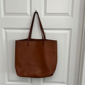 Madewell Brown Leather Tote Bag with Minimalist Design
